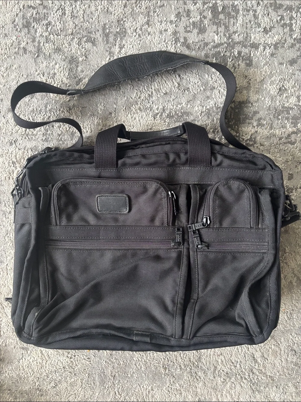 Tumi Black Nylon Laptop Briefcase with Multiple Front Pockets